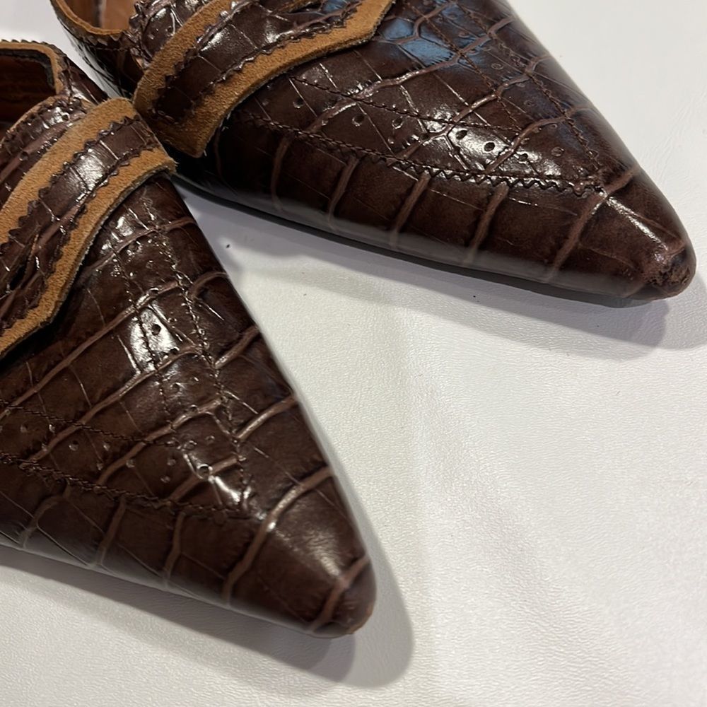 Enzo Angiolini embossed brown pointed heels mules sz 10 - Picture 10 of 15